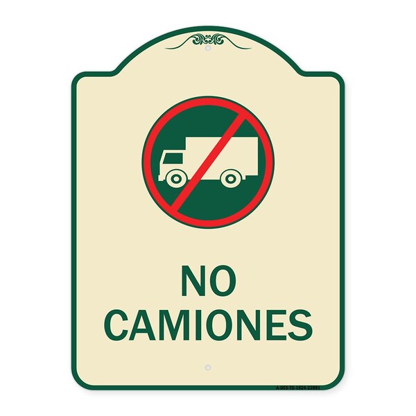 Spanish Traffic No Camiones No Trucks W/ Graphic Heavy-Gauge Aluminum Sign, 24" x 18", TG-1824-22881